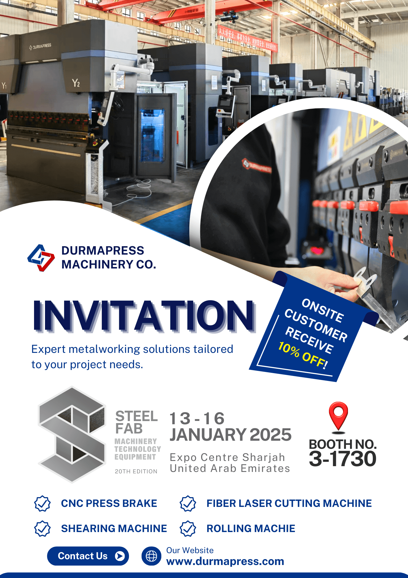 DURMAPRESS STEEL FAB invitation poster